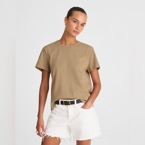 NWT Madewell Cotton Perfect Crewneck Sagebrush T-shirt Small stain Sz XXS